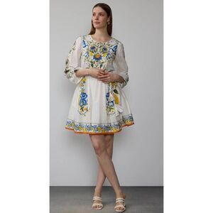 NY& Company Women’s Cotton Floral Long Sleeve Self-Belted Dress Size L